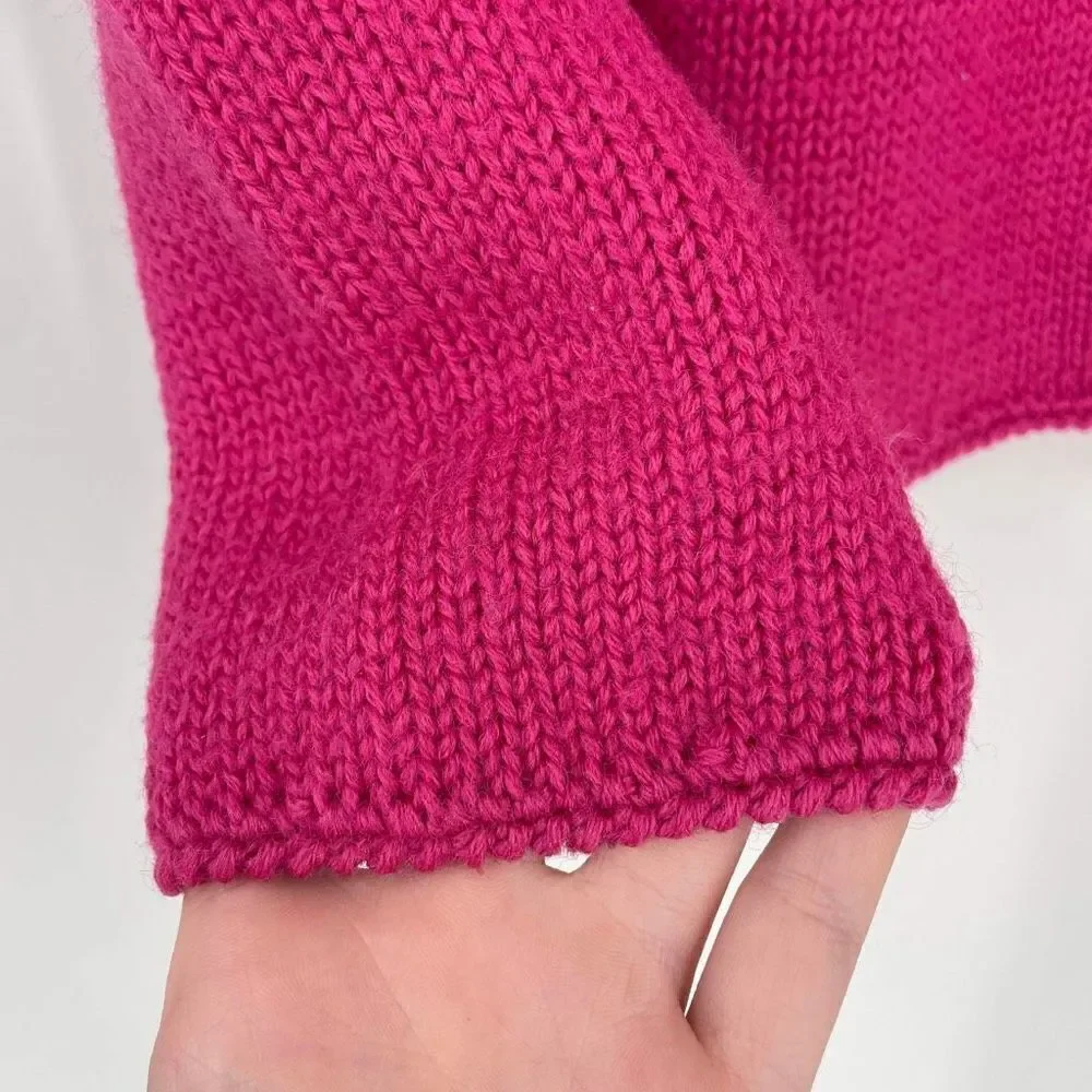 Vintage 90s J.Crew Womens Wool Crew Neck floral Pullover Sweater pink Small knit